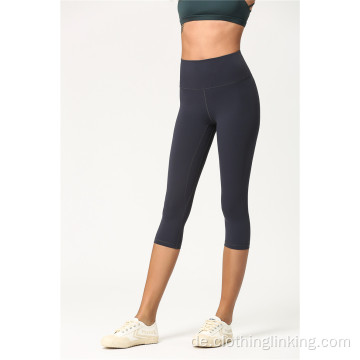 3/4 lange Yogahose mit hoher Taille